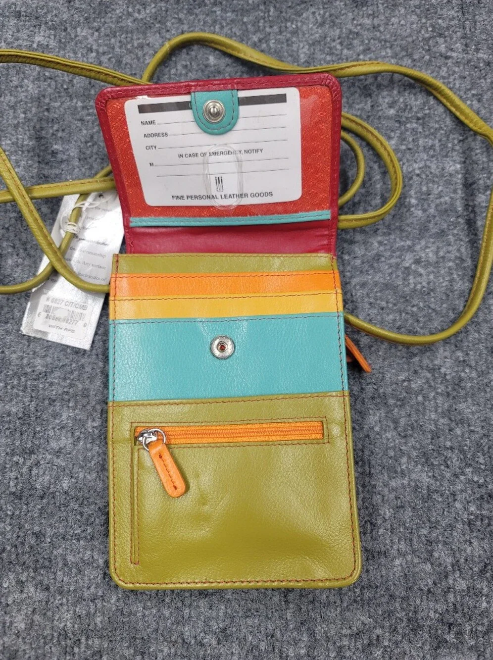 Ili World Colorful RFID Blocking Cross Body Wallet Bag NWT